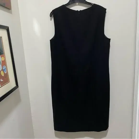 AKRIS Black Dress Size 16 Square Neck Knee Length Stud Embellishments MSRP $2500 - Picture 9 of 13